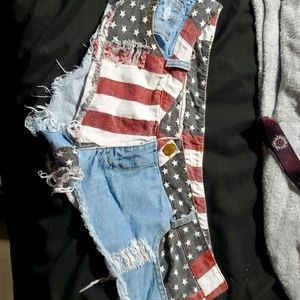 American flag denim booty shorts